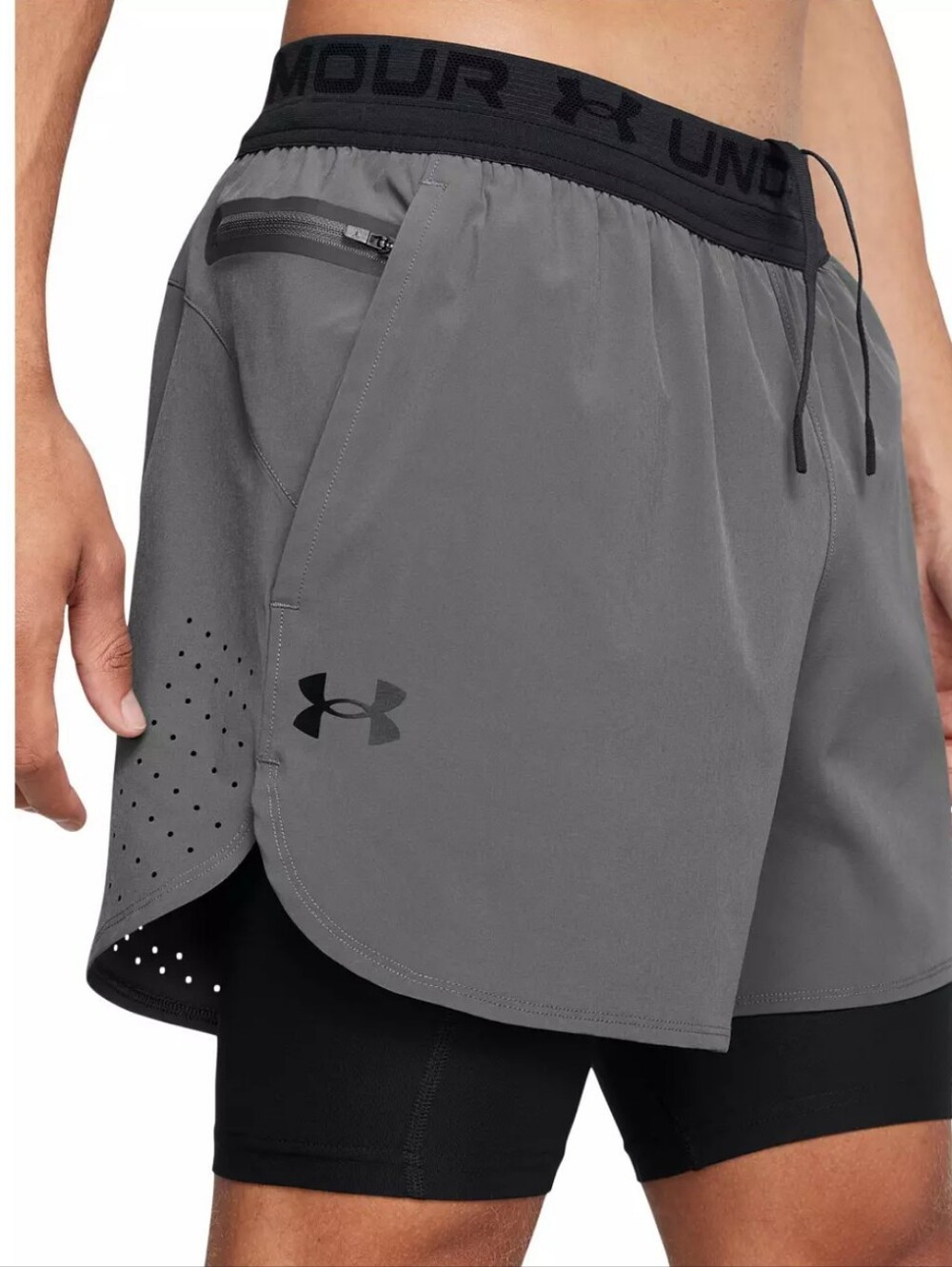 Under Armour Vanish Elite 2-in-1 Shorts ~ Grey Black 1378604-014 | Men's: L *NWT